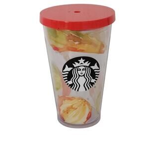 Starbucks Orange Fall Autumn 2017 Harvest 16 oz Tumbler Cold Cup No Straw